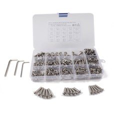 500 PCS 304 Stainless Steel Screws and Nuts Hex Socket Head Cap Screws Gasket Wrench Assortment Set Kit