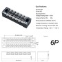 A4002 5 in 1 TB-1506 15A Double Row 6-position Fixed Power Screw Terminal