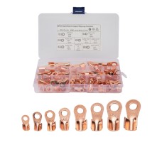 90 PCS Icstation Open Barrel Pure Copper Ring Lug Wire Crimp Terminals Assortment Kit