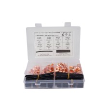 245 PCS Icstation Open Barrel Pure Copper Ring Lug Wire Crimp Terminals Assortment Kit with Heat Shrink Tube