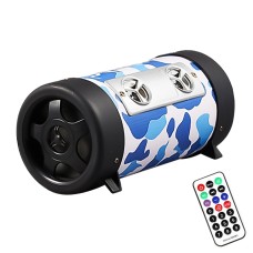 4 inch Round Shape Stereo Motorcycle / Car / Household Subwoofer, Support TF Card & U Disk Reader, with Remote Control(Blue)