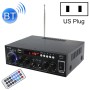 BT-608 220V Household / Car Bluetooth HIFI Amplifier Audio Support U-dish / FM with Remote Control, US Plug