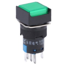 Car DIY Square Button Push Switch with LED Indicator, AC 220V(Green)