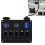 CS-847A1 Multi-function Combination Switch Panel Color Screen Voltmeter + Cigarette Lighter Socket + 5 Way Switches + Dual USB Charger for Car RV Marine Boat