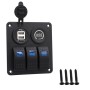 3Pin Multi-function Combination Switch Panel Colorful Voltmeter + Single Light 3 Way Switches + Dual USB Charger for Car RV Marine Boat