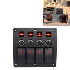 3Pin 4 Way Switches Combination Switch Panel with Light and Projector Lens for Car RV Marine Boat