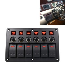 3Pin 6 Way Switches Combination Switch Panel with Light and Projector Lens for Car RV Marine Boat