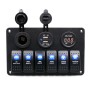 5Pin Multi-function Combination Switch Panel Voltmeter + Cigarette Lighter Socket + Double Lights 6 Way Switches + Dual USB Charger  for Car RV Marine Boat