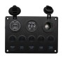 Multi-function Combination Switch Panel Voltmeter + Cigarette Lighter Socket + 5 Way Switches + Dual USB Charger  for Car RV Marine Boat(Blue Light)