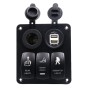 5Pin Multi-function Combination Switch Panel Cigarette Lighter Socket + Double Lights 3 Way Switches + Dual USB Charger  for Car RV Marine Boat