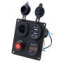 Multi-function Combination Switch Panel Voltmeter + Cigarette Lighter Socket + Dual USB Charger  for Car RV Marine Boat