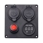 Multi-function Combination Switch Panel Voltmeter + Cigarette Lighter Socket + Dual USB Charger  for Car RV Marine Boat