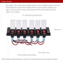 DC 12V 6 Way 16A IP66 Circuit Breakers Button Toggle Switch Panel with LED Indicator for Car RV Marine Boat