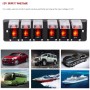 DC 12V 6 Way 16A IP66 Circuit Breakers Button Toggle Switch Panel with LED Indicator for Car RV Marine Boat