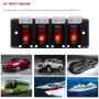 DC 12V 4 Way 16A IP66 Circuit Breakers Button Toggle Switch Panel with LED Indicator for Car RV Marine Boat