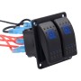 5PIN DC 12V / 24V Circuit Breakers Button Toggle Switch Panel with LED Indicator for Car RV Marine Boat(Blue Light)