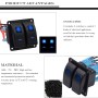 5PIN DC 12V / 24V Circuit Breakers Button Toggle Switch Panel with LED Indicator for Car RV Marine Boat(Blue Light)