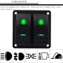 5PIN DC 12V / 24V Circuit Breakers Button Toggle Switch Panel with LED Indicator for Car RV Marine Boat(Green Light)