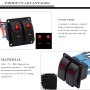 5PIN DC 12V / 24V Circuit Breakers Button Toggle Switch Panel with LED Indicator for Car RV Marine Boat(Red Light)