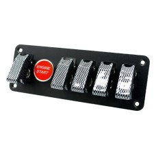 12V Universal Car One-key Start Button Modified Racing LED Light Rocker Switch Panel(Carbon Fiber Black)