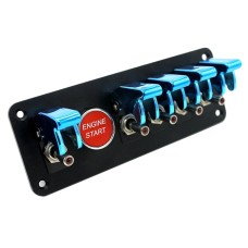 12V Universal Car One-key Start Button Modified Racing LED Light Rocker Switch Panel (Blue)