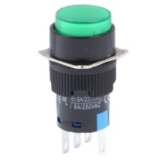 Car DIY Round Button Push Switch / Green Indicator