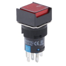 Car DIY Square Button Push Switch with Lock & LED Indicator, DC 24V(Red)