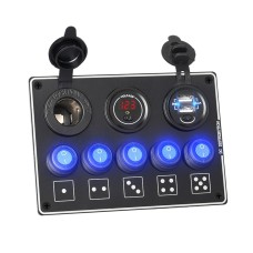 5-Position Switch Dual USB With Voltage Power Base Car Yacht RV Switch Panel Combination(Red Light)