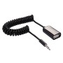 3.5mm Male to USB 2.0 Female Audio Converter Retractable Coiled Cable for Car MP3 Speaker U Disk, Length: 1m(Black)