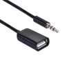 3.5mm Male to USB 2.0 Female Audio Converter Retractable Coiled Cable for Car MP3 Speaker U Disk, Length: 1m(Black)