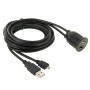 USB 2.0 & Micro HDMI (Type-D) Male to USB 2.0 & HDMI (Type-A) Female Adapter Cable with Car Flush Mount, Length: 2m