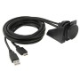 USB 2.0 & Mini HDMI (Type-C) Male to USB 2.0 & HDMI (Type-A) Female Adapter Cable with Car Flush Mount, Length: 2m