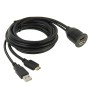 USB 2.0 & Mini HDMI (Type-C) Male to USB 2.0 & HDMI (Type-A) Female Adapter Cable with Car Flush Mount, Length: 2m