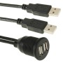 2 USB 2.0 Male to Female Extension Cable with Car Flush Mount, Length: 2m