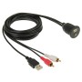 USB 2.0 & 2 RCA Male to USB 2.0 & 3.5mm Female Adapter Cable with Car Flush Mount, Length: 2m