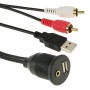 USB 2.0 & 2 RCA Male to USB 2.0 & 3.5mm Female Adapter Cable with Car Flush Mount, Length: 2m