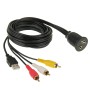 USB 2.0 & 3 RCA Male to USB 2.0 & 3.5mm Female Adapter Cable with Car Flush Mount, Length: 2m