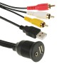 USB 2.0 & 3 RCA Male to USB 2.0 & 3.5mm Female Adapter Cable with Car Flush Mount, Length: 2m