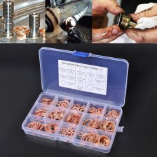 280 PCS O Shape Solid Copper Crush Washers Assorted Oil Seal Flat Ring Kit for Car / Boat  / Generators