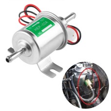 HEP-02A Universal Car 12V Fuel Pump Inline Low Pressure Electric Fuel Pump (Silver)