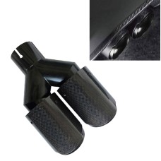 Car Glossy Equal Length Type Y-type Double Outlets Carbon Fiber Exhaust Pipe Tail Throat, Air Inlet Diameter:63mm