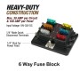 Universal 6 Way Fuse Box Block Fuse Holder Box Car Vehicle Circuit Automotive Blade Tool 6 Way Fuse Block, DC 10V-32V