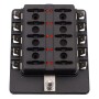 1 in 10 Out Fuse Box PC Terminal Block Fuse Holder Kits with LED Warning Indicator for Auto Car Truck Boat