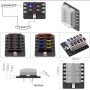 1 in 10 Out Fuse Box PC Terminal Block Fuse Holder Kits with LED Warning Indicator for Auto Car Truck Boat