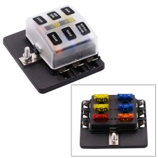 1 in 6 Out Fuse Box PC Terminal Block Fuse Holder Kits with LED Warning Indicator for Auto Car Truck Boat