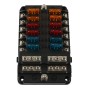 A5618 12-Way Fuse Box Blade Fuse Holder with Terminal + LED Warning Indicator for Auto Car Truck Boat