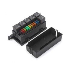 Car Modified 12V / 4Pin / 40A Black Shell 11-Way Fuse With 6-Way Relay Car Machine Cabin Link Inner Cassette Seat