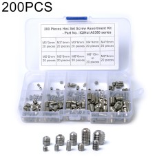 200 PCS Car 304 Stainless Steel Concave Head Hexagon Socket Screws Assortment Kit