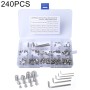 240 PCS Car 304 Stainless Steel Concave Head Hexagon Socket Screws Assortment Kit with Wrench