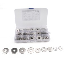 90 PCS Round Shape Stainless Steel Flat Washer Assorted M6-M10 Kit for Car / Boat / Home Appliance